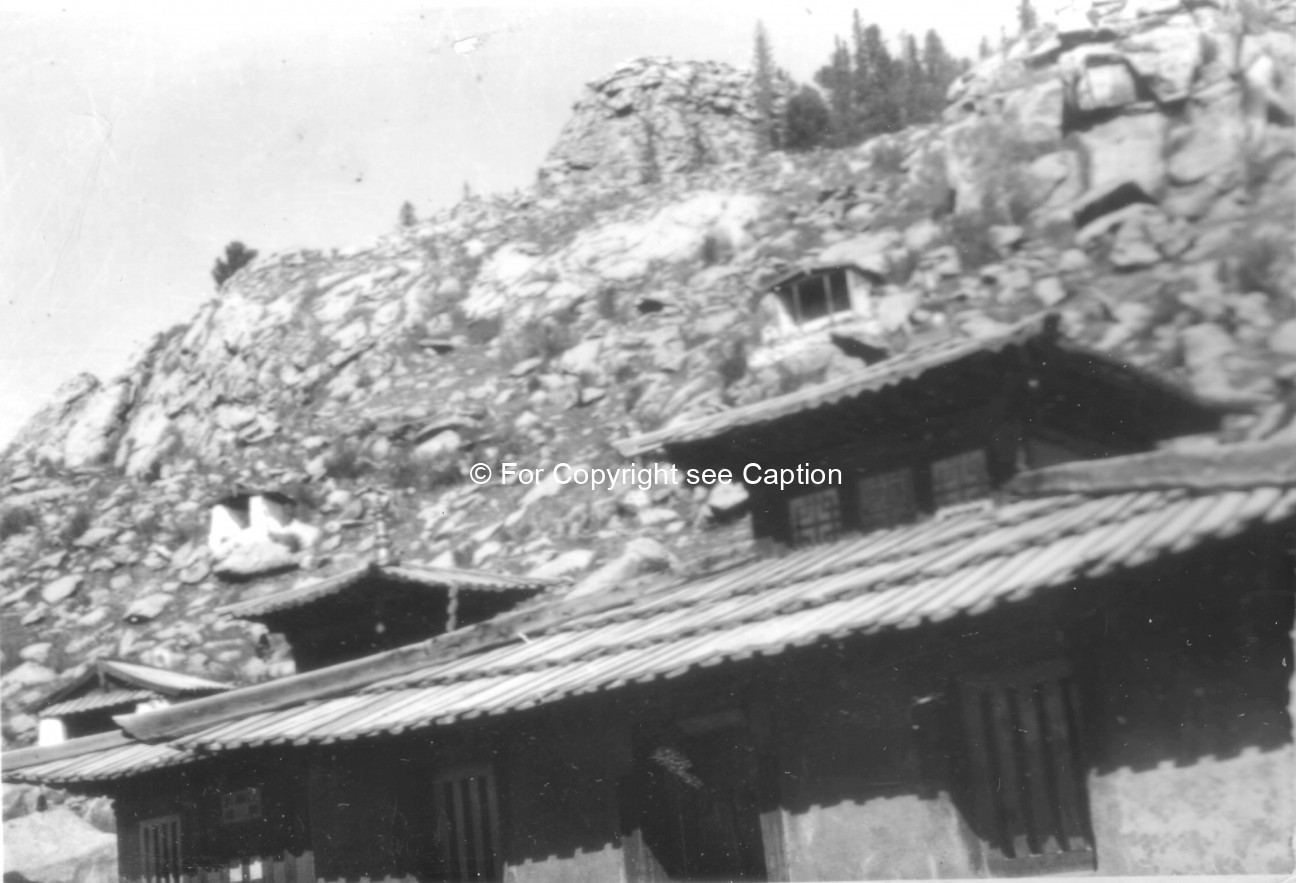 Roof of Khangaliin süm, and holy paintings of the hillside. Film Archives ?